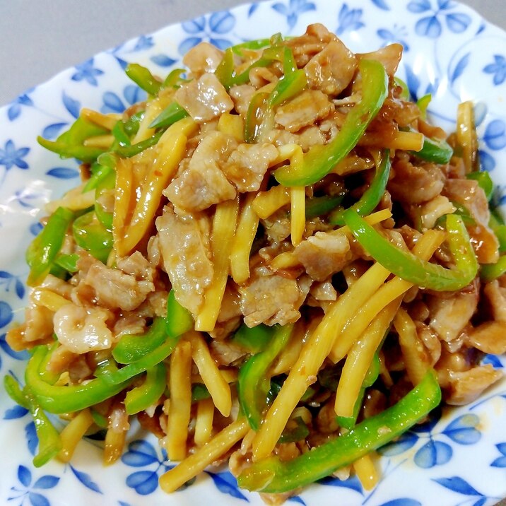 豚バラで青椒肉絲++